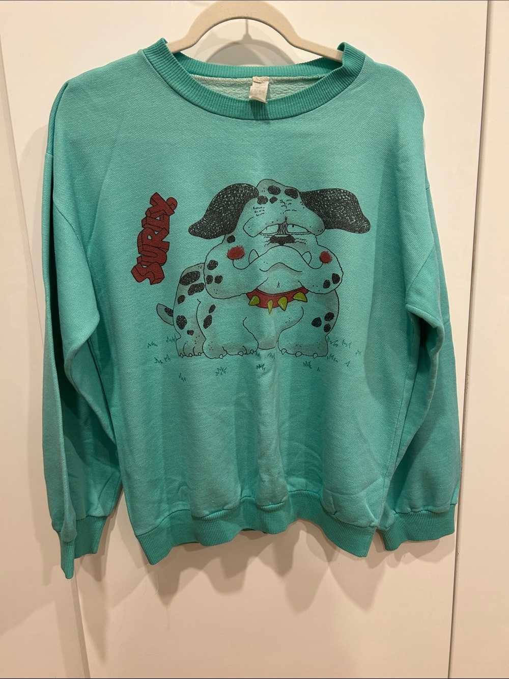 Vintage Italian Teal Blue Dog Graphic Pet Tee, “Surly”  - Bought in Rome - Picture 2 of 6